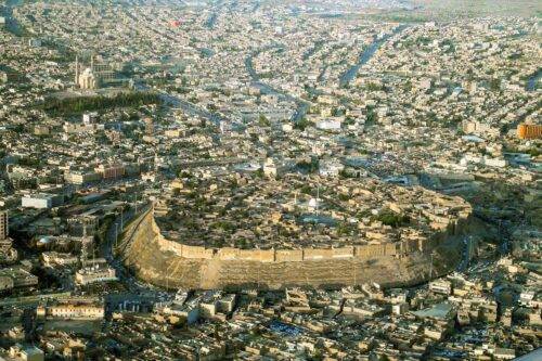 Vista aérea de la ciudadela de Erbil (Wikipedia).